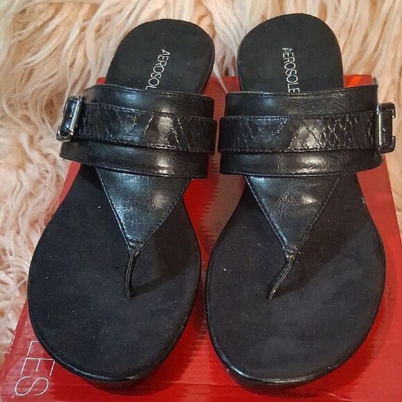 NEW AEROSOLES Women's Elegant Black Sandals Size 9.5 - Picture 3 of 5